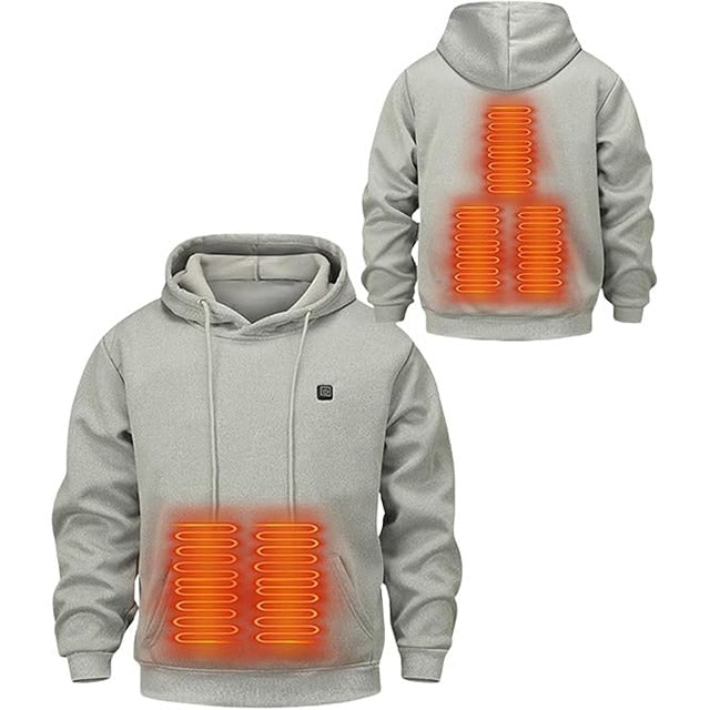 USB-verwarmde hoodie met elektrische verwarmingszones en capuchon met trekkoord