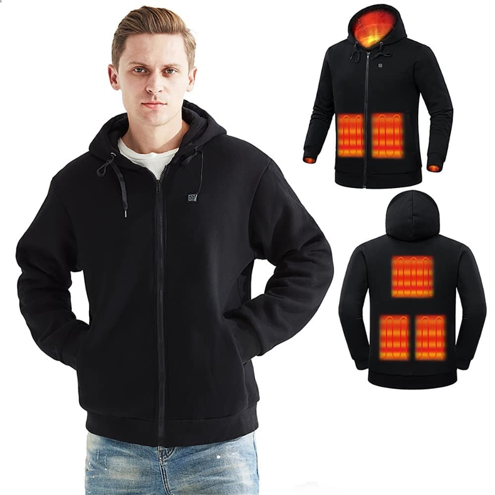 USB-verwarmde hoodie met elektrische verwarmingszones en capuchon met trekkoord