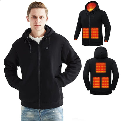 USB-verwarmde hoodie met elektrische verwarmingszones en capuchon met trekkoord