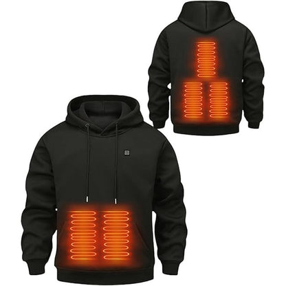 USB-verwarmde hoodie met elektrische verwarmingszones en capuchon met trekkoord