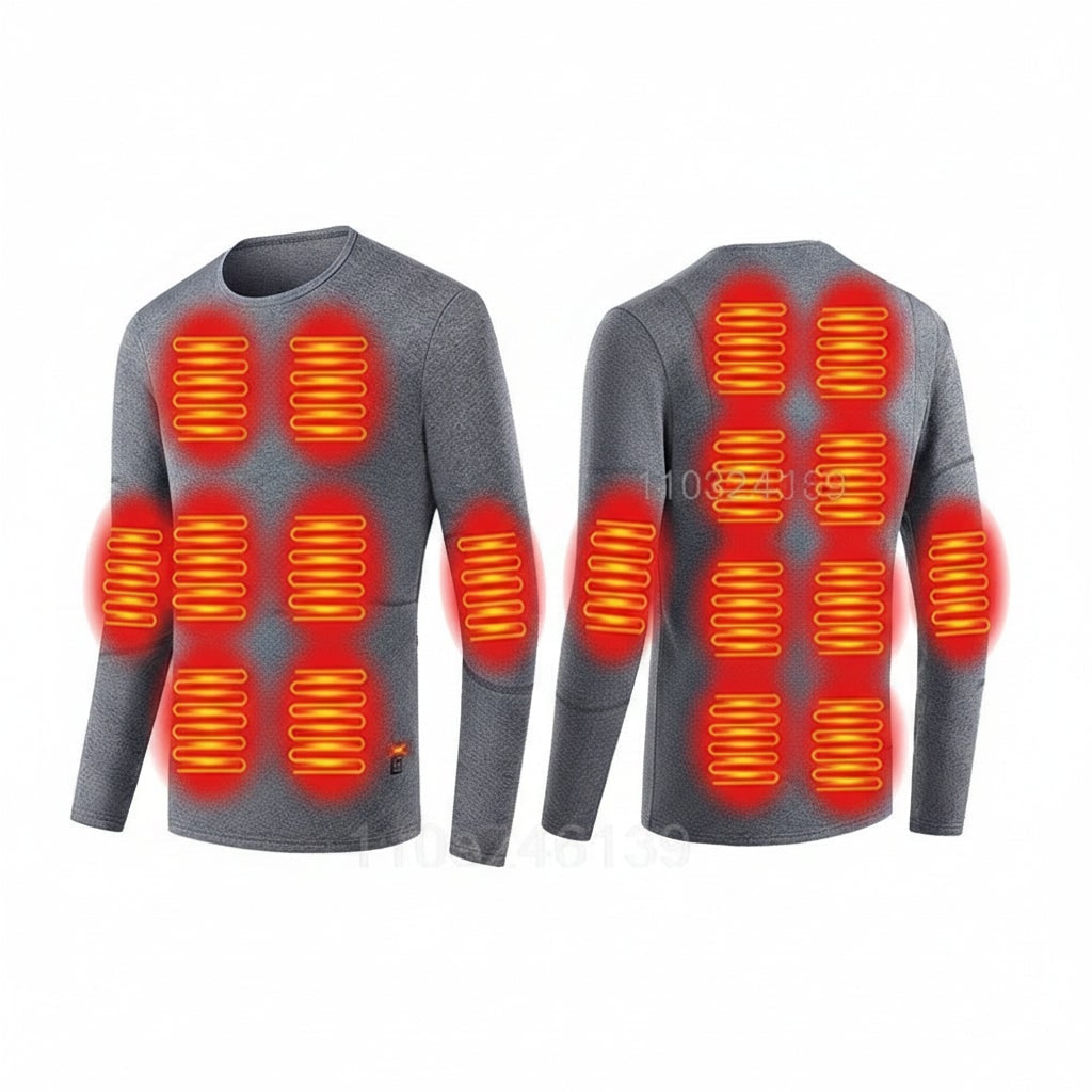 USB Heated Long Johns Thermal Underwear Multiple Heating Zones Cold Weather Base Layer Set