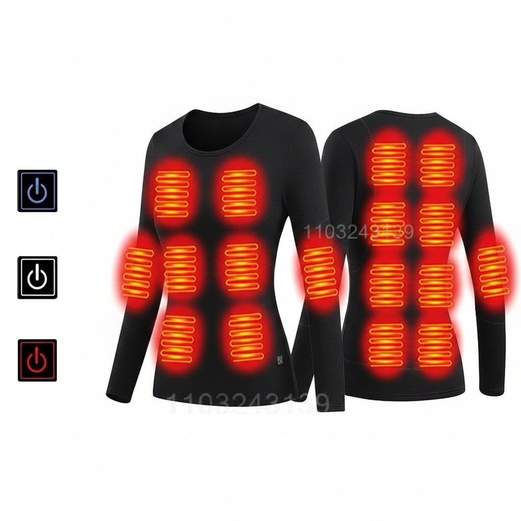USB Heated Long Johns Thermal Underwear Multiple Heating Zones Cold Weather Base Layer Set
