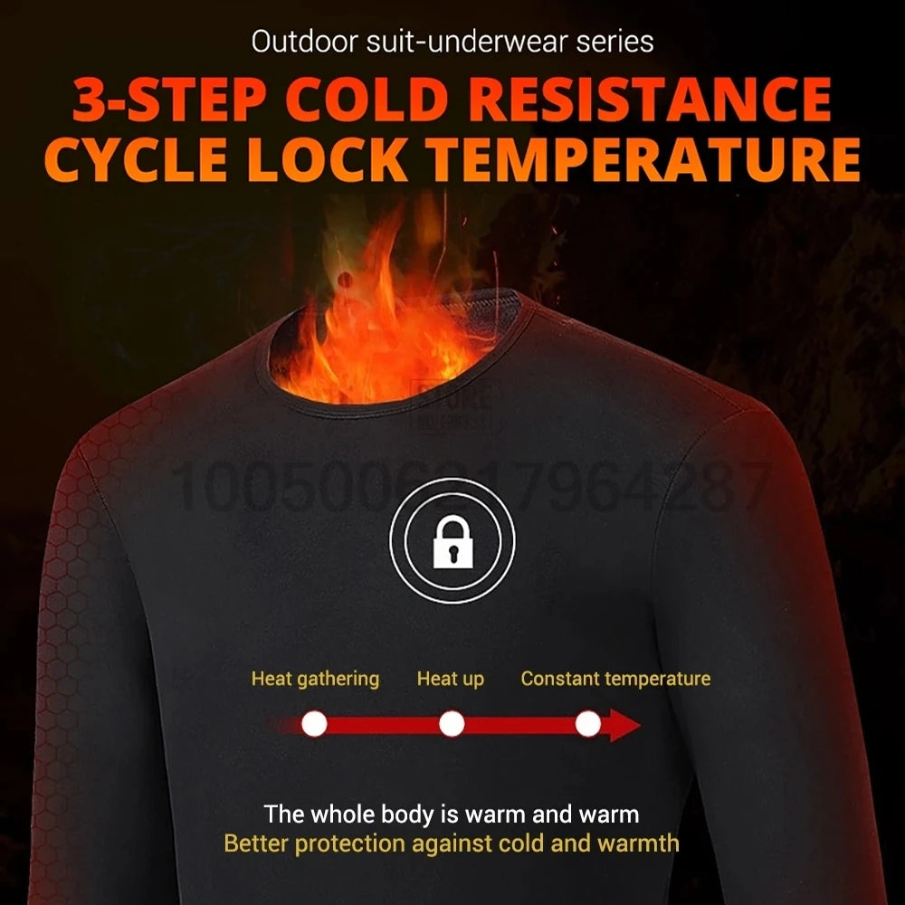 USB Heated Long Johns Thermal Underwear Multiple Heating Zones Cold Weather Base Layer Set