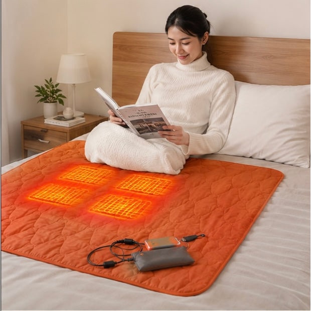 Esterilla térmica USB para dormir en camping, con varias zonas de calor y tejido acolchado