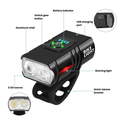 USB Rechargeable LED Bike Lights Set with Waterproof High Brightness