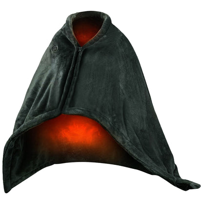 USB Wearable Heated Blanket Fleece Zipper Wrap Electric Shawl Throw