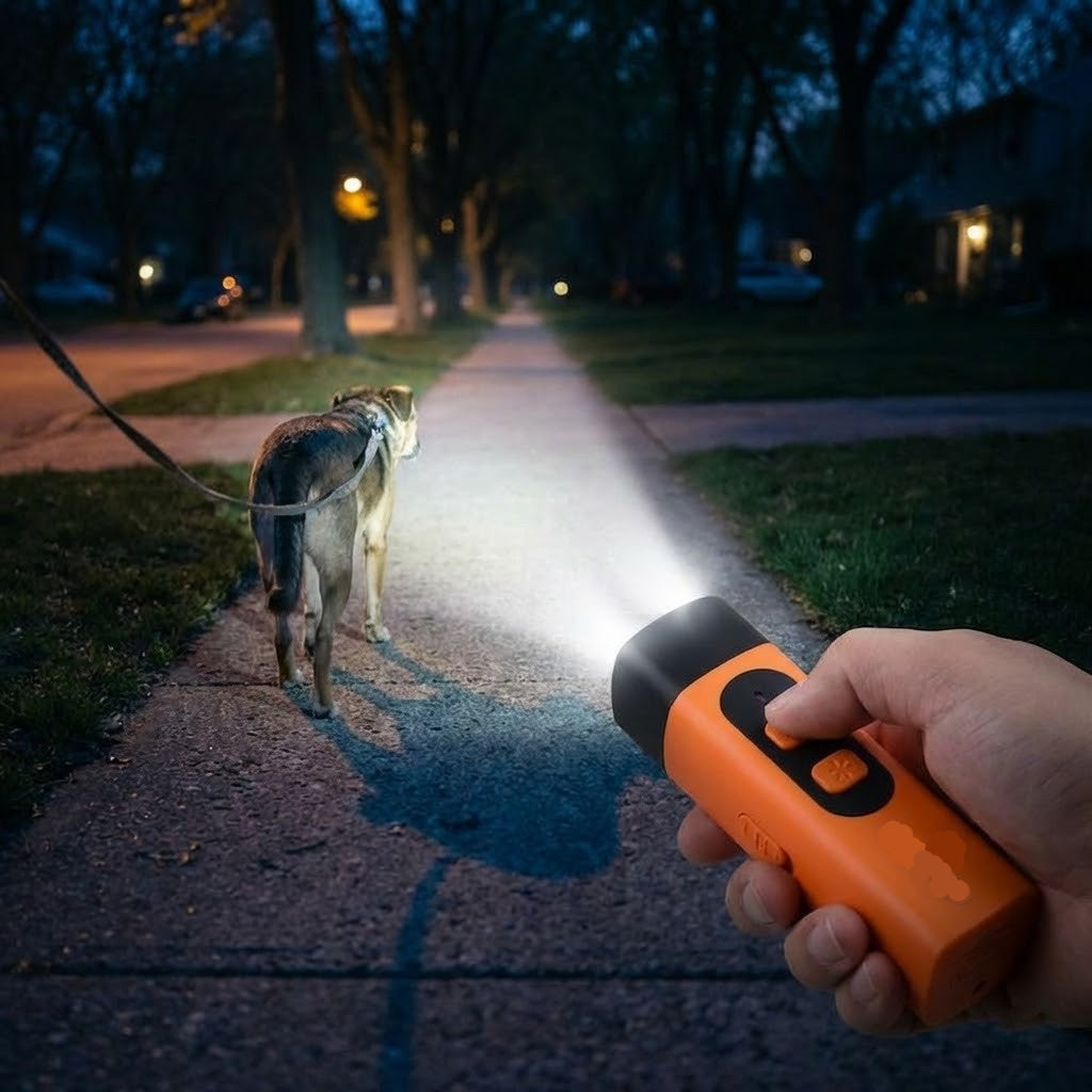 Ultrasonic Dog Training Device with 10m Range and LED Flashlight