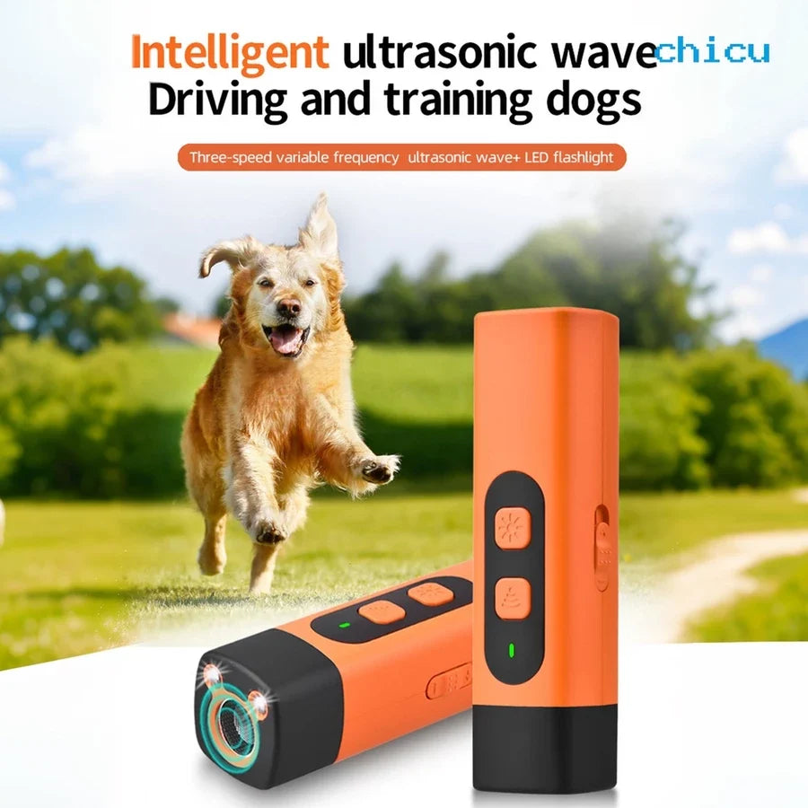 Ultrasonic Dog Training Device with 10m Range and LED Flashlight