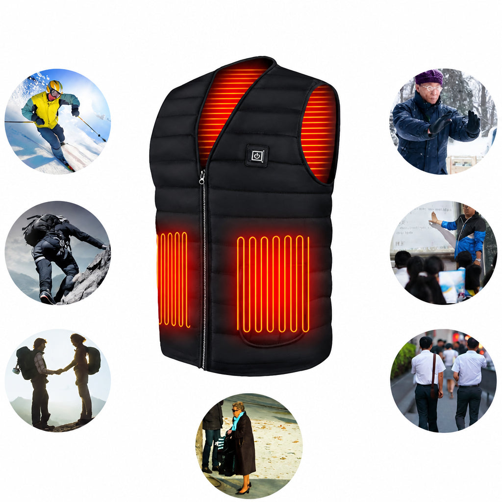 Gilet riscaldato unisex regolabile, scaldacorpo con riscaldamento del torace e della schiena