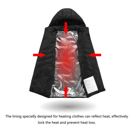 Unisex-beheizte Winterjacke, USB-betriebener wärmender Mantel mit drei einstellbaren Stufen