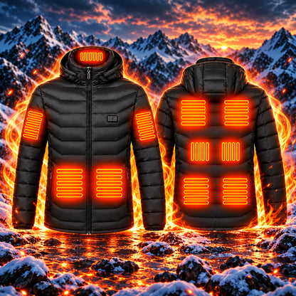 Unisex-beheizte Winterjacke, USB-betriebener wärmender Mantel mit drei einstellbaren Stufen