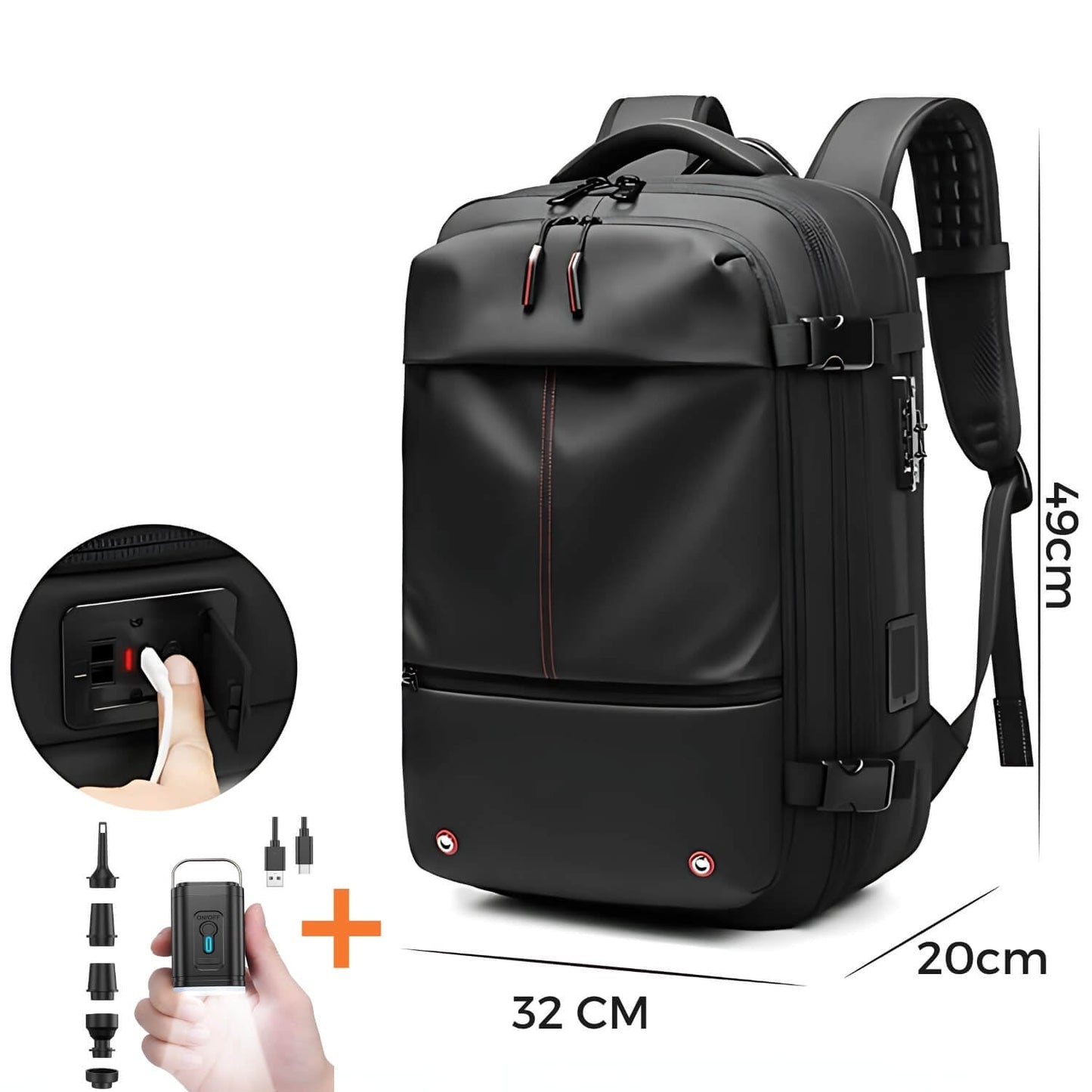 VacuPro Compression Travel Backpack with Built In Vacuum System