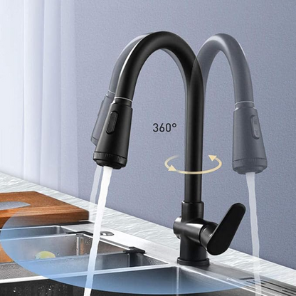 Velvra Matte Black Pull Out Kitchen Tap Dual Spray Mixer