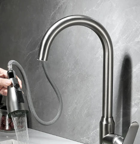Velvra Matte Black Pull Out Kitchen Tap Dual Spray Mixer