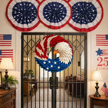 Corona de boj con águila para veteranos, decoración patriótica conmemorativa para pared