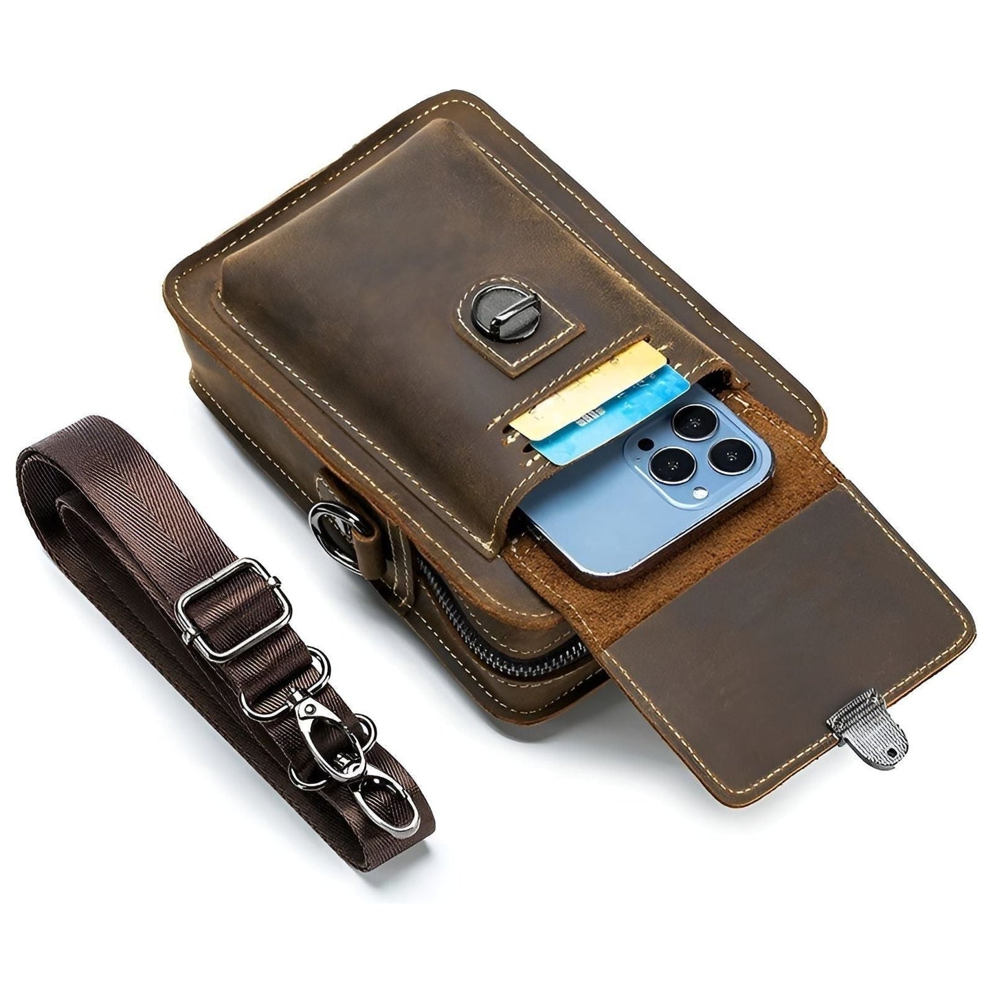 Vidal Men's Leather Waist Bag Multi Pocket Crossbody