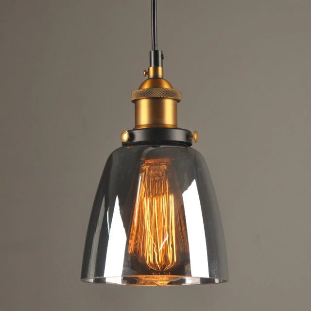Vintage Glass Pendant Light with Art Deco Metal Design