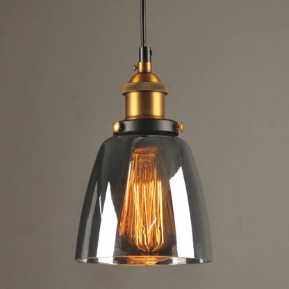 Vintage Glass Pendant Light with Art Deco Metal Design