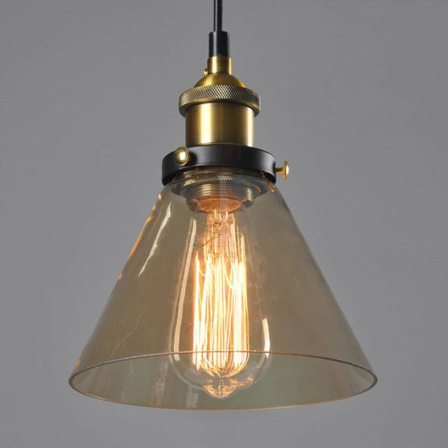 Vintage Glass Pendant Light with Art Deco Metal Design