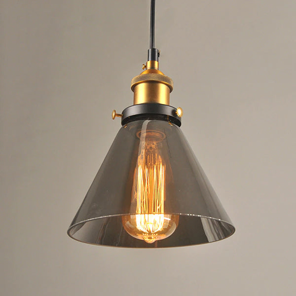 Vintage Glass Pendant Light with Art Deco Metal Design