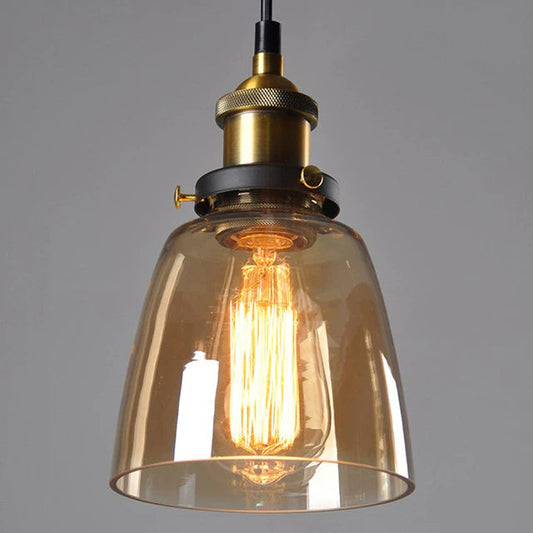 Vintage Glass Pendant Light with Art Deco Metal Design