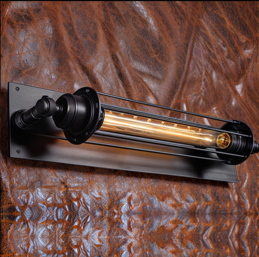 Vintage Industrial Wall Light with Metal Cage Design