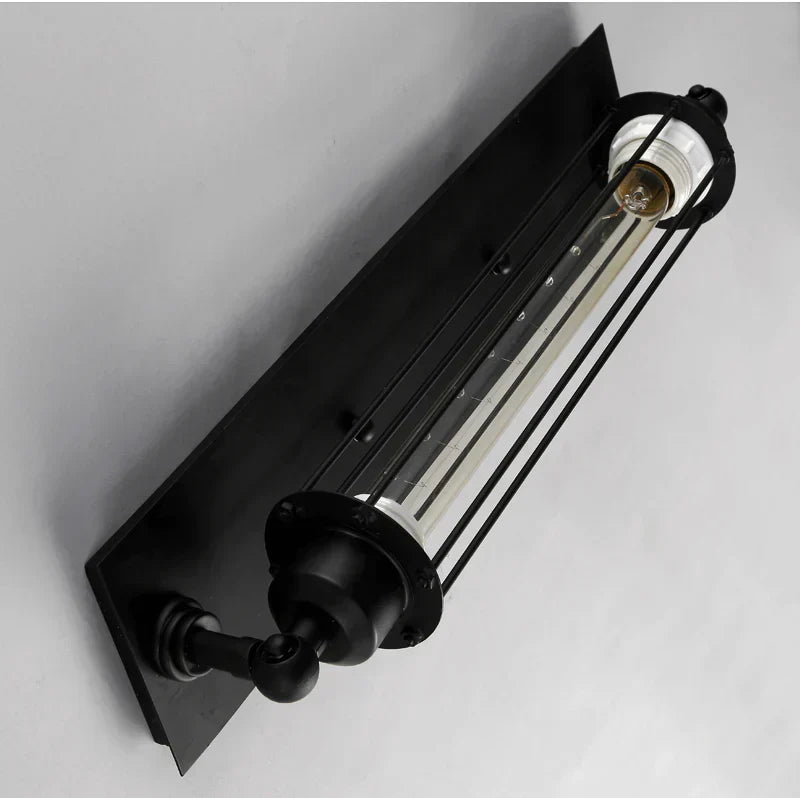 Vintage Industrial Wall Light with Metal Cage Design