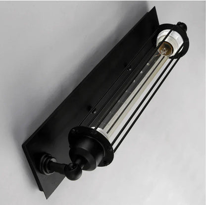 Vintage Industrial Wall Light with Metal Cage Design