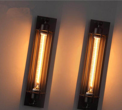 Vintage Industrial Wall Light with Metal Cage Design