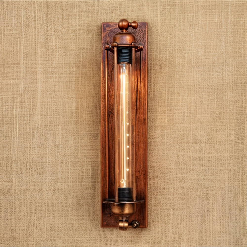 Vintage Industrial Wall Light with Metal Cage Design