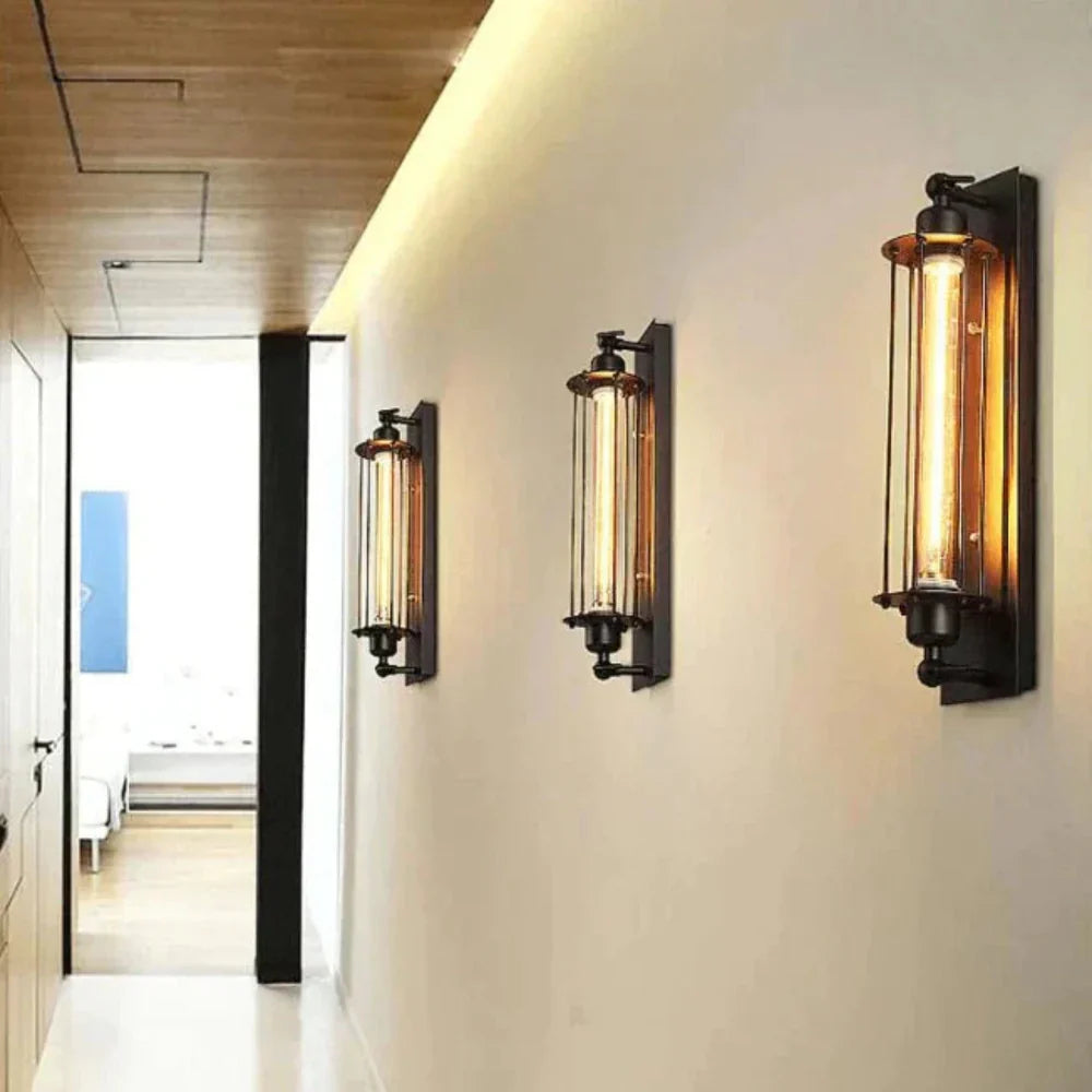 Vintage Matte Black LED Wall Light