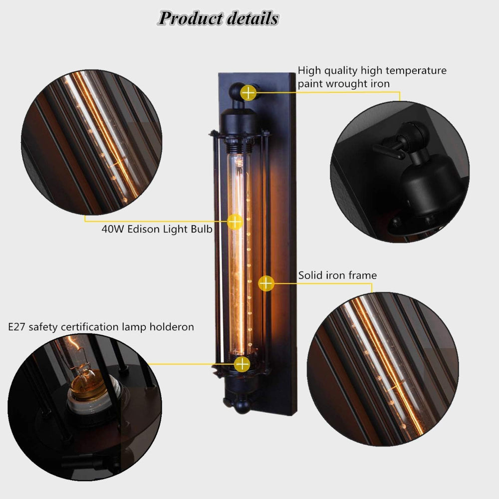 Vintage Matte Black LED Wall Light