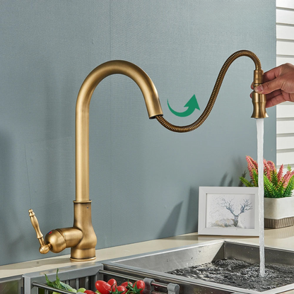 VintageTap Antique Brass Kitchen Faucet with Swivel Spout