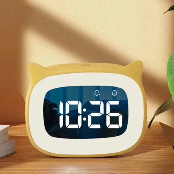 Voice Controlled LED Alarm Clock Rechargeable Night Light with Dual Alarms