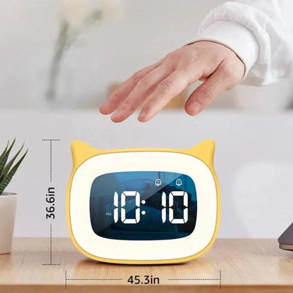 Voice Controlled LED Alarm Clock Rechargeable Night Light with Dual Alarms