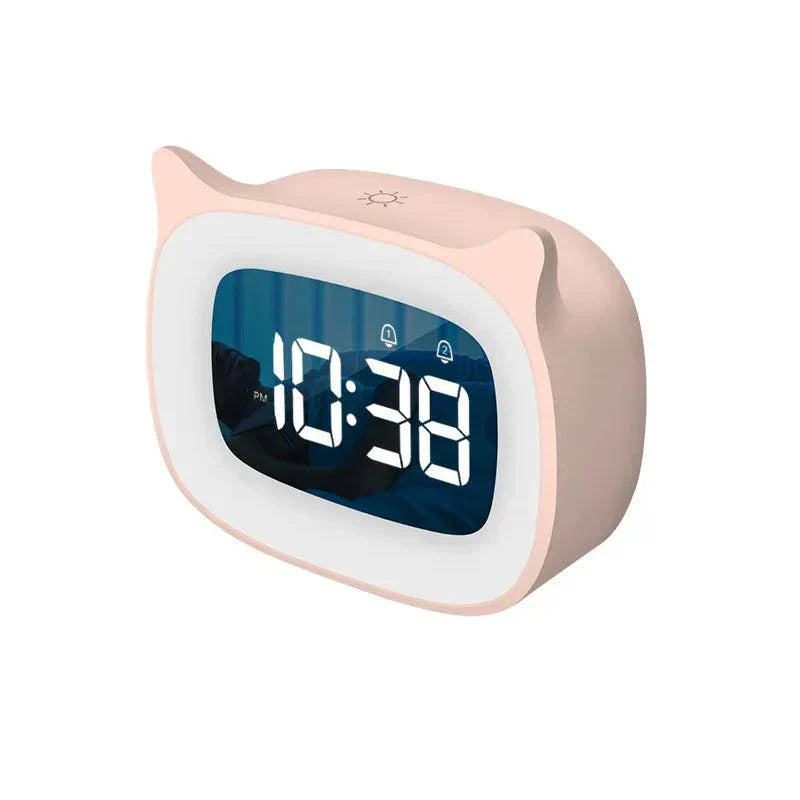Voice Controlled LED Alarm Clock Rechargeable Night Light with Dual Alarms