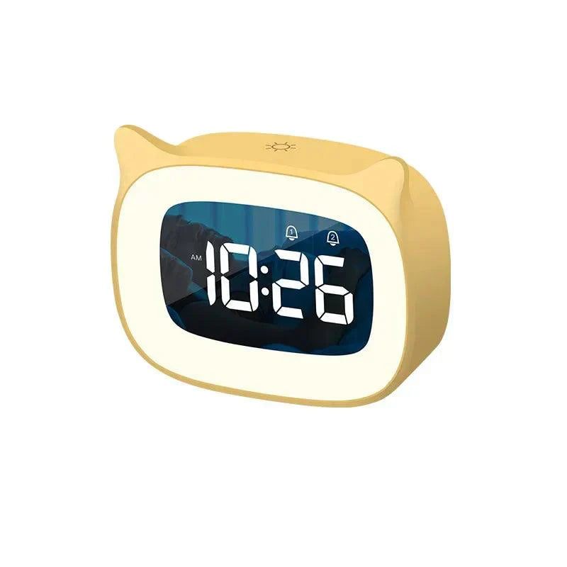 Voice Controlled LED Alarm Clock Rechargeable Night Light with Dual Alarms