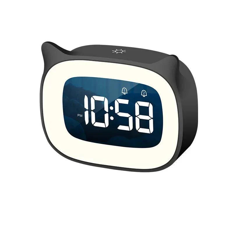 Voice Controlled LED Alarm Clock Rechargeable Night Light with Dual Alarms