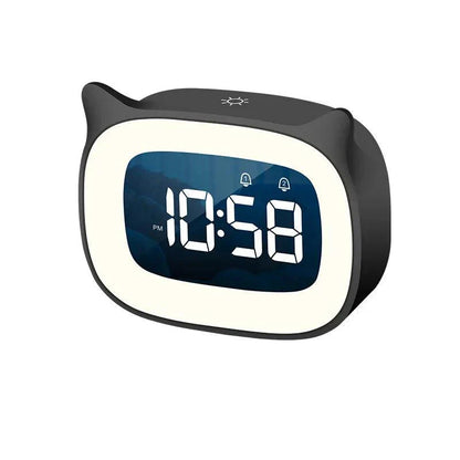 Voice Controlled LED Alarm Clock Rechargeable Night Light with Dual Alarms