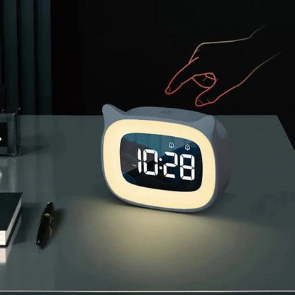 Voice Controlled LED Alarm Clock Rechargeable Night Light with Dual Alarms