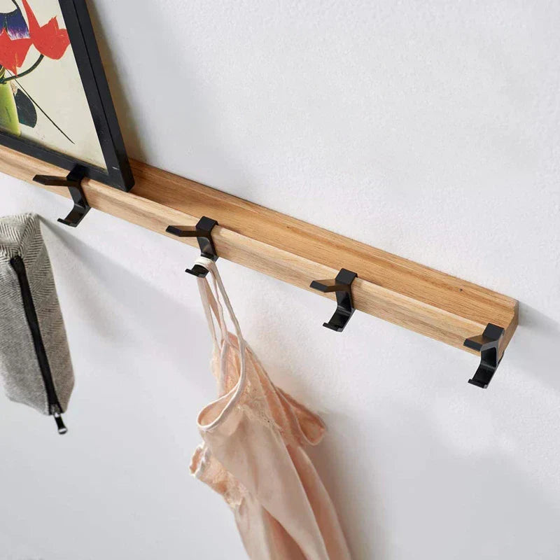 Wall Mounted Coat Rack with Movable Double Hooks Black Nordic Design