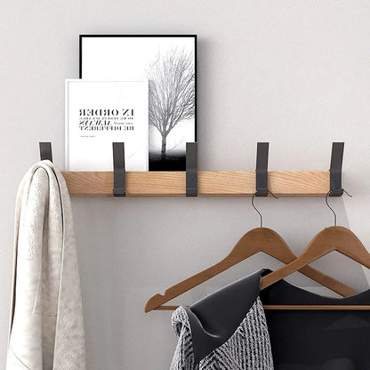 Wall Mounted Coat Rack with Movable Double Hooks Black Nordic Design