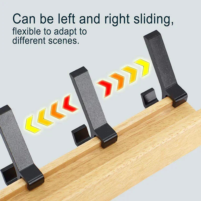 Wall Mounted Coat Rack with Movable Double Hooks Black Nordic Design