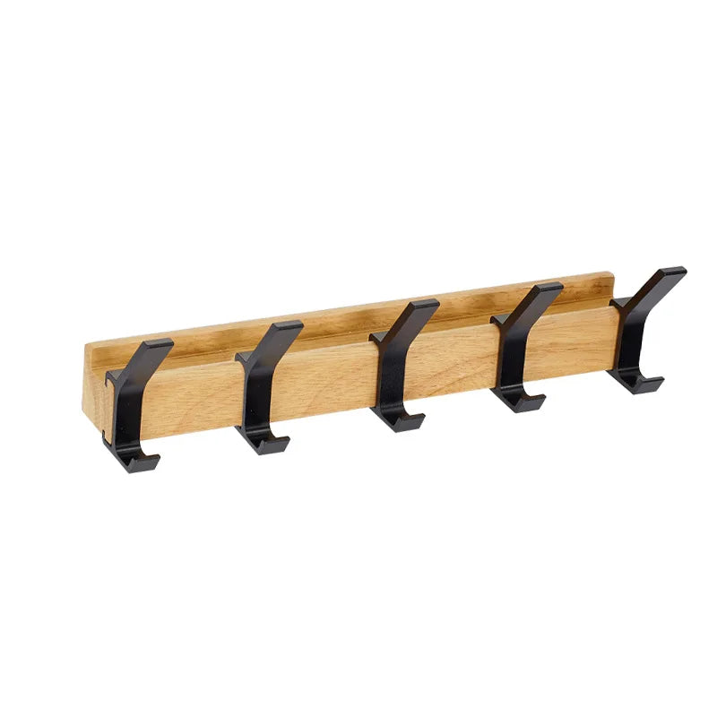 Wall Mounted Coat Rack with Movable Double Hooks Black Nordic Design