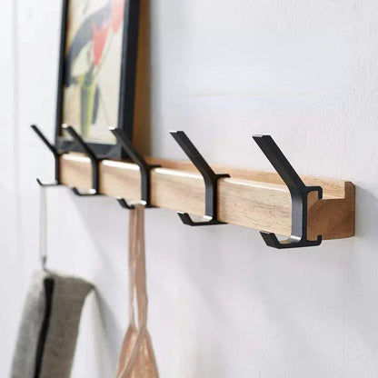 Wall Mounted Coat Rack with Movable Double Hooks Black Nordic Design