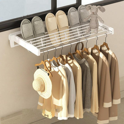 Wall Mounted Folding Clothes Drying Rack Space Saving Laundry Organizer