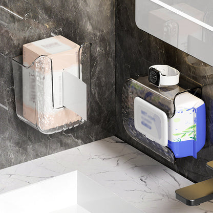 Wall-Mounted Tissue Holder with No-Drill Adhesive Installation