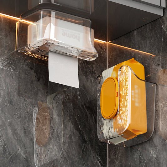 Wall-Mounted Tissue Holder with No-Drill Adhesive Installation