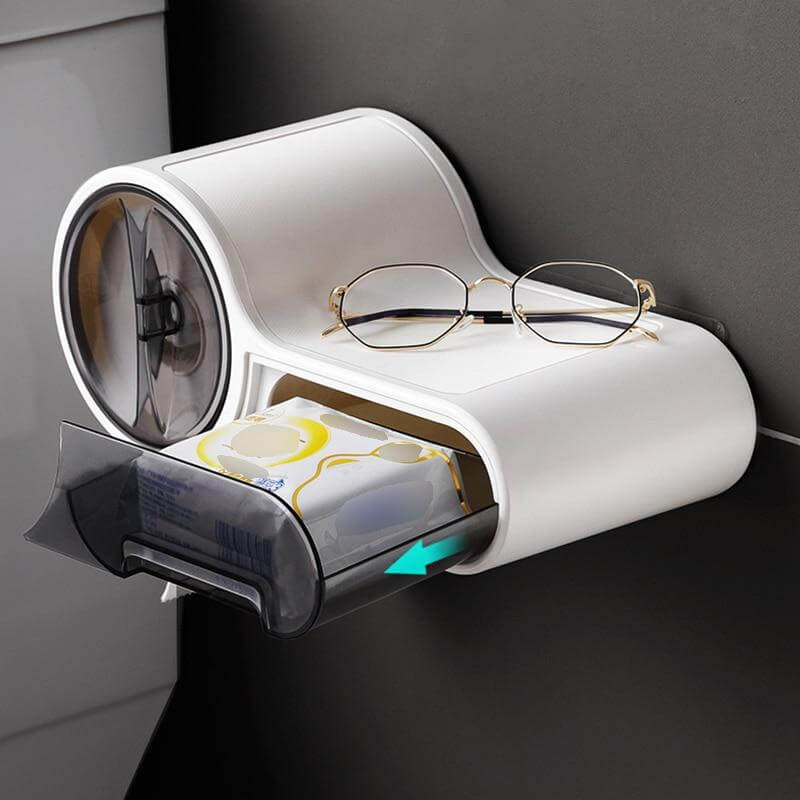 Wall Mounted Toilet Paper Holder with Space Saving Modern Design