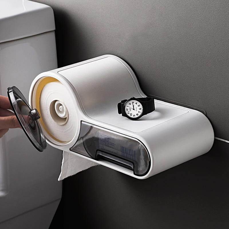 Wall Mounted Toilet Paper Holder with Space Saving Modern Design